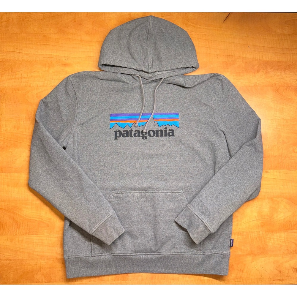 Patagonia Mens Uprisal Hoody Gray Fitz Roy Logo Recycled Fleece Sweatshirt XL